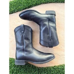 Ariat Heritage Roper Boots Black Leather Men’s 11D Model 10002280